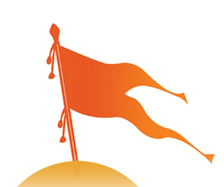 Saffron bhagwa dhwaj fluttering